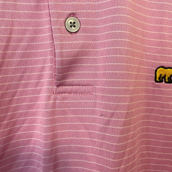 Jack Nicklaus Mens XXL Pink Striped Polo Shirt 100% Polyester Short Sleeve Class - Picture 4 of 8